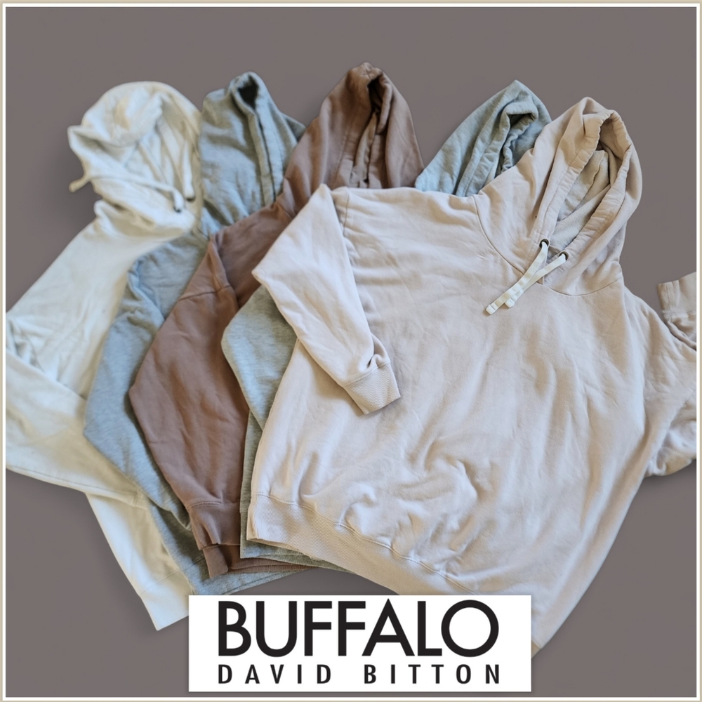 (5) Buffalo David Bitton Womens XL Hoodies Grey White Pink Brown Soft & Stretchy
